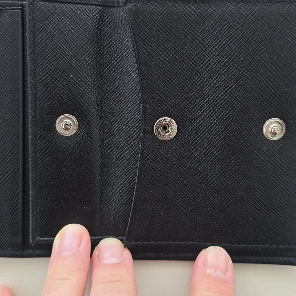 Prada Black Saffiano Leather Trifold Compact Wallet Men